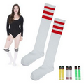 Stripe Over Knee-High Socks